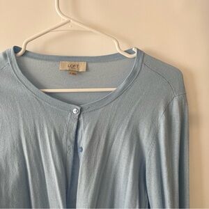 LOFT baby blue cotton cardigan